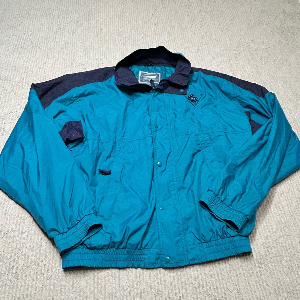 Vintage 90s Sierra Sport Adventure Teal Blue Windbreaker Jacket Mens XL